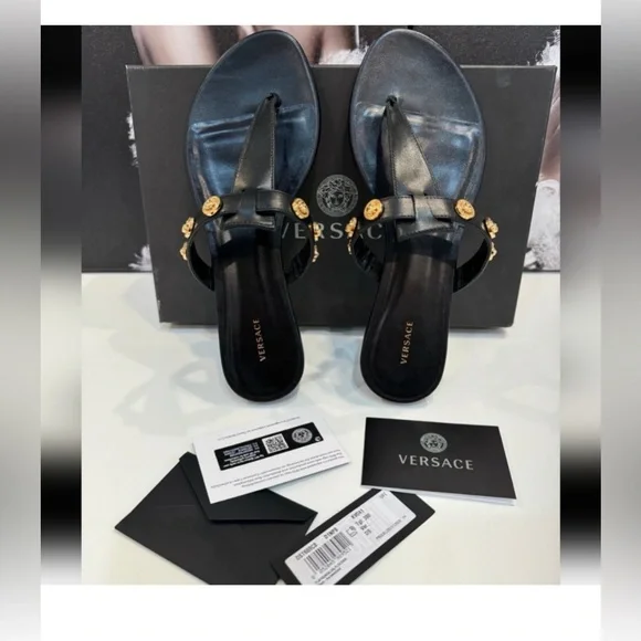 💎 NIB VERSACE SANDAL w/Tag Full Inclusion Size 38/24.5 Insole - Picture 6 of 8
